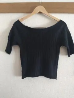 【即購入可】Chico チコ サマーニット リブニット 五分袖 ブラック