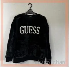 GUESS vintageベロア パーカー ブラック ロゴ総柄 - メルカリ