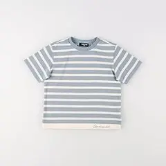 新品☆コムサイズム　サックス　ボーダー フェイクレイヤード半袖Tシャツ130㎝