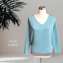 【セシルマクビー】レイヤード ドルマンスリーブ タンクトップ M アクアブルー