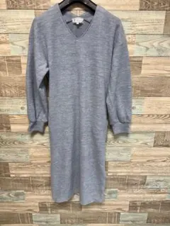 ROPE’ PICNIC✦Vネックニットワンピ✦グレー✦柔らか暖か大人カジュアル