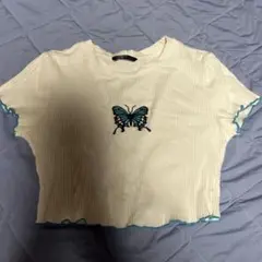 バタフライプリント Tシャツ
