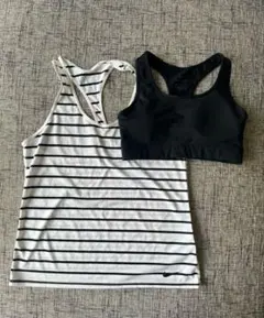 Nike Dri-FIT ストライプタンクトップとスポーツブラセット S