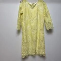 Liala×PG イエロー レース 花柄 七分袖 ワンピース