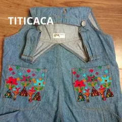 美品TITICACA デニムオーバーオール 花柄刺繍チチカカ
