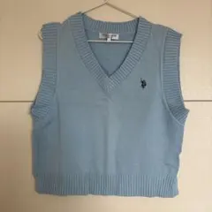 U.S. POLO ASSN.水色 Vネック ノースリーブ ニットベストのサムネイル
