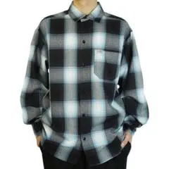 サイズXLネイビーブルーキャルトップ 長袖シャツオンブレーチェックCALTOP