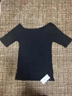 ローリーズファーム　リブ半袖Tシャツ　ブラック