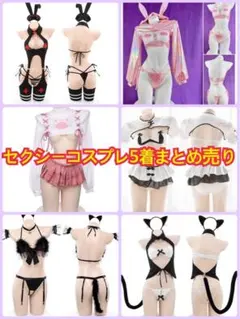 セクシーコスプレ衣装5着セット バニーガール ナース メイド ポリス チャイナ