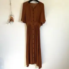 良品 ナノユニバース フレアスリーブ マキシワンピース 38 オケージョン