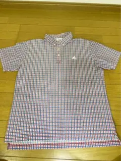 大人気❗️adidas アディダス　チェック柄 半袖ポロシャツ　サイズO(LL)