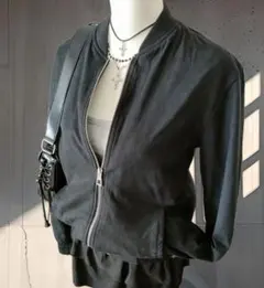 ZARA ブラック スエード風 ジップアップジャケット