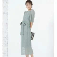 結婚式 お呼ばれドレス オケージョンドレス ミントグリーン リボンベルト付き