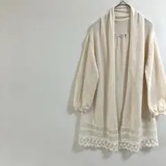 C2525 アースミュージックアンドエコロジー（F）カーディガン　綿 麻　五分袖