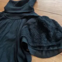 ハイネック パフスリーブ ブラック ニット