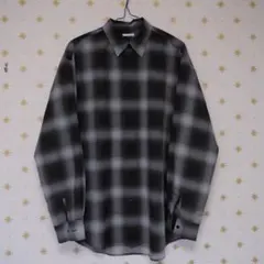 GU ジーユー イージーケアシアーオーバーサイズシャツ チェック 長袖 黒 М
