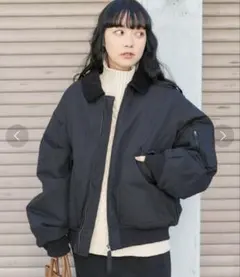 FREAK'S STORE コットンフライトジャケット/中綿ブルゾン　ブラック