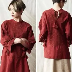 美品　カルドファブリカ 刺繍ブラウス　シャツ