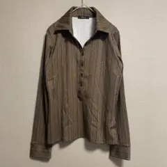 ★良品★ COMME CA ISM 長袖 ストライプ シャツ レギュラーカラー