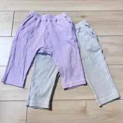 GU サマナルパンツ　80cm 10分丈　リブ　ピンク　ベージュ　女の子