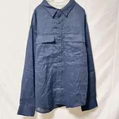 ザショップティーケー 長袖 リネン混 シャツ M ネイビー オーバーサイズのサムネイル