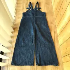 Lintu Laulu ダークデニム ワイドレッグ サロペット　オーバーオール