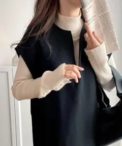 Classical elf カフタン調サイドスリット圧縮ニットロング丈ワンピース