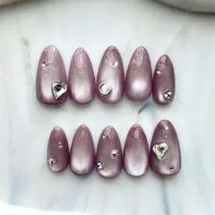 ラベンダー ネイルチップ 10個セット ジェルネイル マグネットネイル 冬ネイル