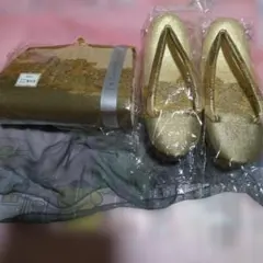 和装用バッグ 草履セット ゴールド 兼用型のサムネイル