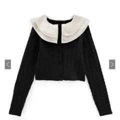 サテンカラーケーブル編みカーディガン[ru1160]