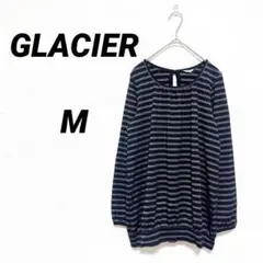ハニーズ GLACIER ラメ入りボーダーカットソー Mサイズ 黒×銀 リボン付