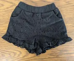 【美品】petit main/プティマイン レース ショートパンツ 黒 80cm