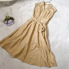 美品】ANAYI アナイ リネン シャツワンピース ベルト ネイビー 38 