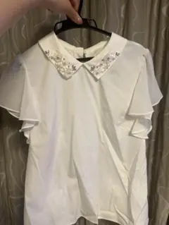 ウィルセレクション☆未使用タグ付き☆ビジューフリル付ブラウス