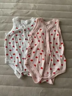 ハート柄ベビー肌着2枚セット