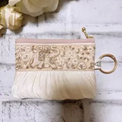 インド刺繍リボン　ポーチ　マルチポーチ　ハンドメイド　ミニポーチ　NO4043