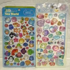 海のいきもの★ボンボンドロップ風シール2枚セット 水族館