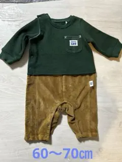 Buddy Lee ロンパース 60〜70㎝ダークグリーン/ブラウン　裏起毛