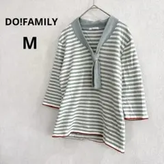 DO!FAMILY ドゥファミリー　ニット　七分袖　ボーダー　グリーン　Mのサムネイル