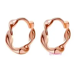 ピアス ピンクゴールド ツイスト フープ アクセサリ男女兼用 ステンレス 新品