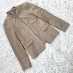 GU ジーユー (M) ウォッシャブルノーカラージャケット オフィス シンプル