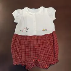 familiar ロンパース 赤チェック半袖 70サイズ