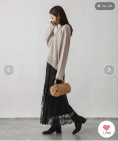 GLOBAL WORK フワフワHugmeレーススカートセット