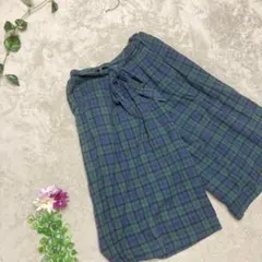 【ショコラフィネローブ】ショートパンツ クロップド丈 麻混 ベルト紐付 裏地有り