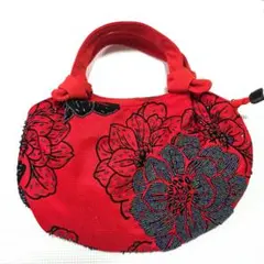 ベトナム ビーズ刺繍ハンドバッグ アジアン雑貨