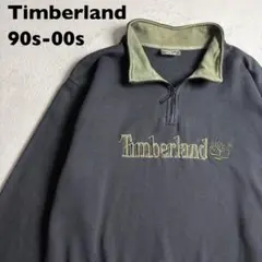 90s-00s ティンバーランド　ハーフジップスウェット　刺繍ロゴ