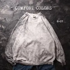 COMFORT COLORS トレーナー マーブル模様　刺繍　太陽　レトロ