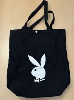【PLAYBOY】プレイボーイ ロゴトートバッグ 黒のサムネイル