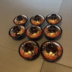 昭和レトロ 黒漆 蓋付き椀セット 蒔絵 和食器 木箱付き - メルカリ