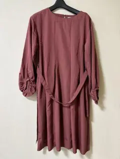 サマンサモスモス ブルー レトロワンピ ポルドー色 Lサイズ 長袖ワンピース